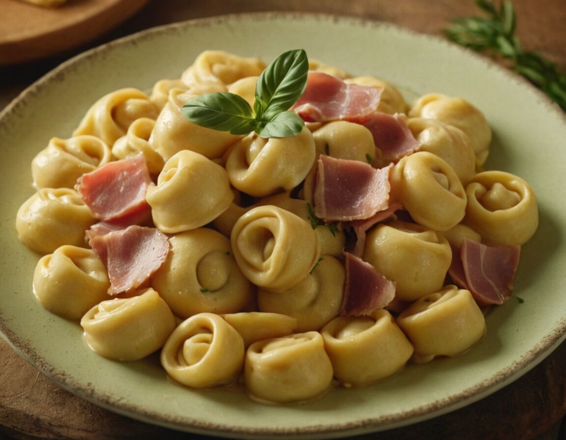 Gekochte Tortellini zur Soße geben und mischen - Tortellini mit Schinken in cremiger Sahnesoße: Ein einfaches Rezept für jeden Tag
