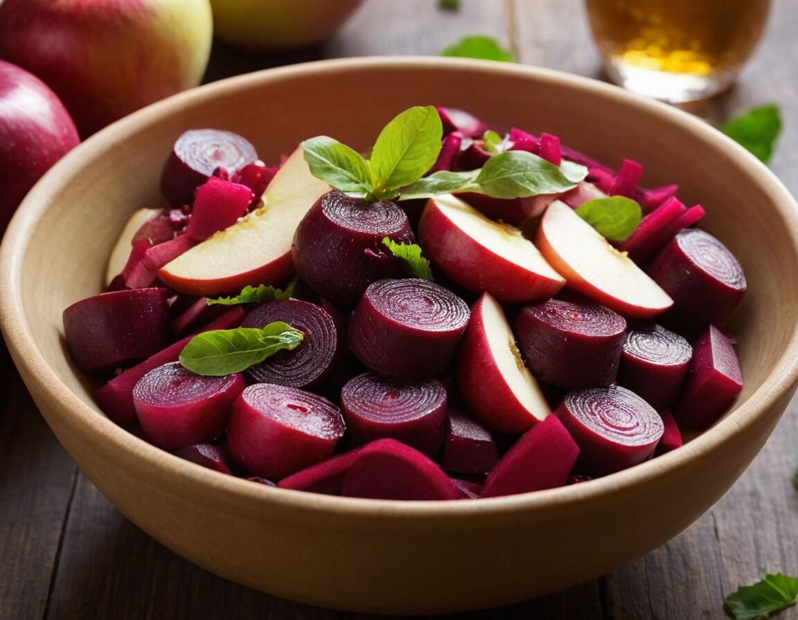 Alle Zutaten vermengen, vor dem Servieren durchziehen lassen - Rote Bete Salat mit Apfel: Ein gesunder Genuss für jede Jahreszeit
