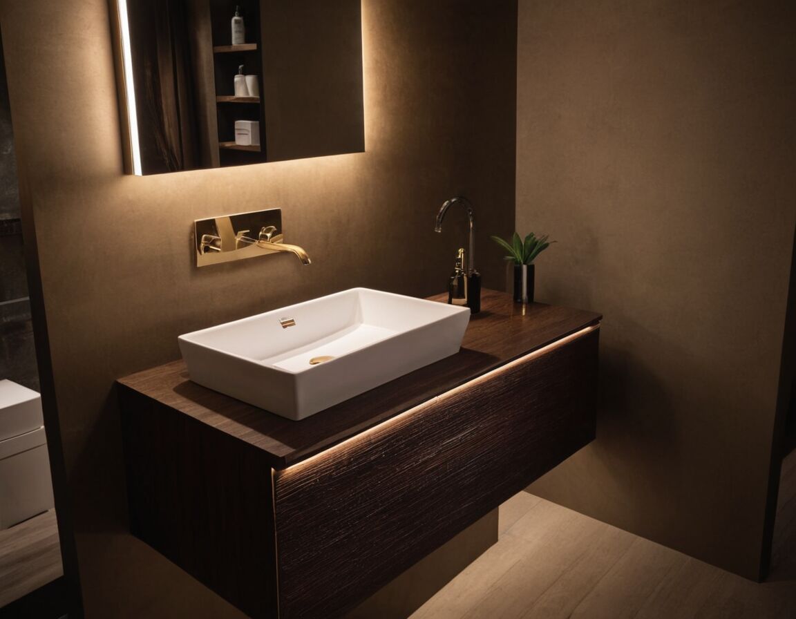 Wasseranschlüsse und Technik optimal integrieren - Gäste-WC Waschbecken mit Unterschrank: Stilvolle Lösungen für kleine Räume